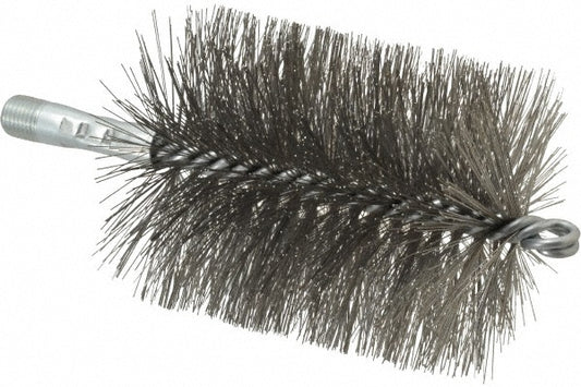 Schaefer Brush 43862 Double Stem/Spiral Tube Brush 3-1/2" Dia, 7-1/4" OAL, Stainless Steel Bristles