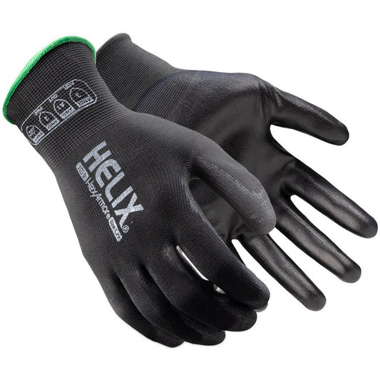 HexArmor 1030-L (9) Cut & Puncture Resistant Gloves Style Knit  Coating Material Polyurethane  Coating Coverage Palm & Fingertips  Glove Type Cut, Puncture & Abrasion-Resistant  ANSI/ISEA Cut Resistance Level A1  Primary Material Polyester