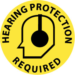 AccuformNMC WFS16 Accident Prevention Adhesive Backed Floor Sign Round, Vinyl, ''HEARING PROTECTION REQUIRED''