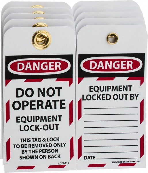 AccuformNMC LOTAG11 Lockout Tag Rectangle, 3.0000" High, Unrippable Vinyl
