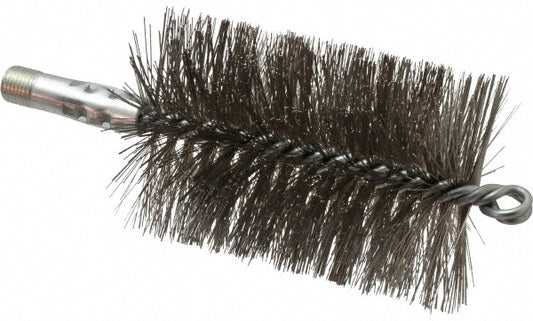 Schaefer Brush 43856 Double Stem/Spiral Tube Brush 3" Dia, 7-1/4" OAL, Stainless Steel Bristles