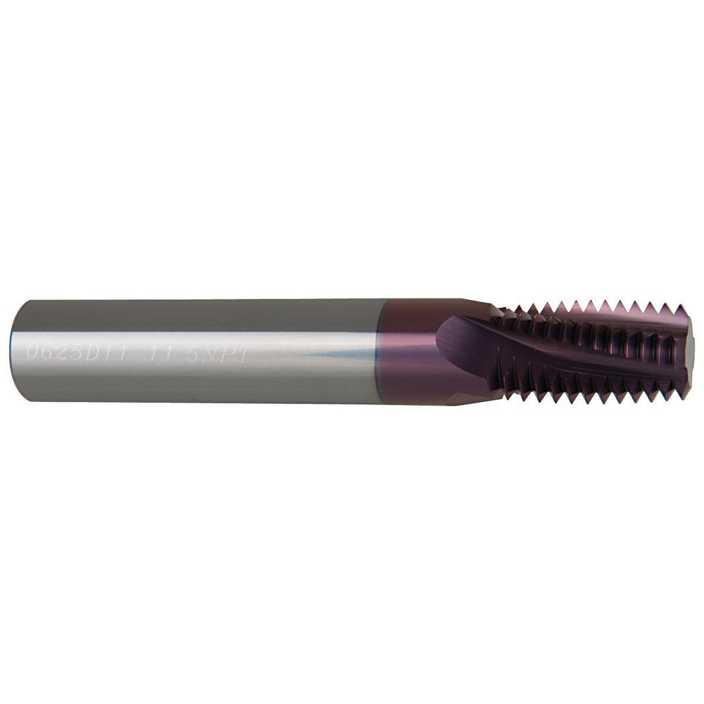 Carmex MT0625D11115NPT Helical Flute Thread Mill 1-11-1/22-11-1/2, Internal & External, 4 Flute, 0.6250" Shank Dia, Solid Carbide