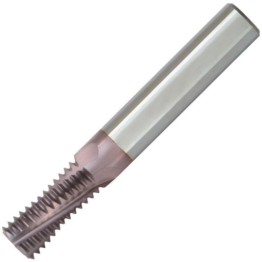 Carmex MT0250C0427NPTF Helical Flute Thread Mill 1/8-27, Internal & External, 3 Flute, 0.2500" Shank Dia, Solid Carbide