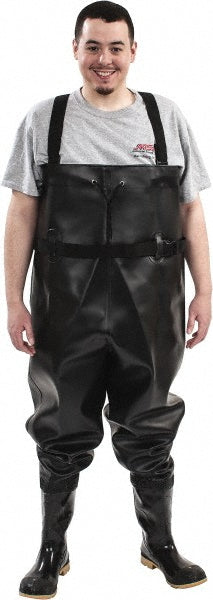 Dunlop Protective Footwear 86067.13 Hip & Chest Wader  High-Leg Boot,  Black,  PVC,  Size 13