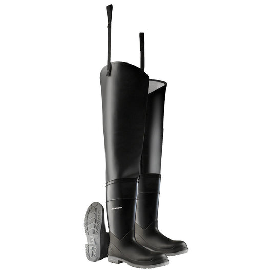 Dunlop Protective Footwear 86056.11 Hip & Chest Wader  High-Leg Boot,  Black,  PVC,  Size 11