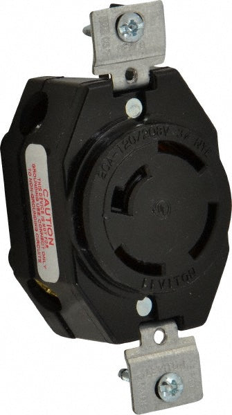 Leviton 7410-B 120/208 VAC, 20 Amp, NonNEMA, Ungrounded Receptacle