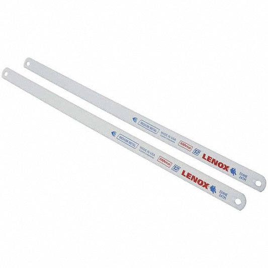 Lenox 20161T224HE Hand Hacksaw Blades Blade Material Bi-Metal  Fractional Blade Length 12  Blade Width (Inch) 1/2  Blade Thickness (Decimal Inch) 0.023  Teeth Per Inch 24  Cutting Edge Style Toothed