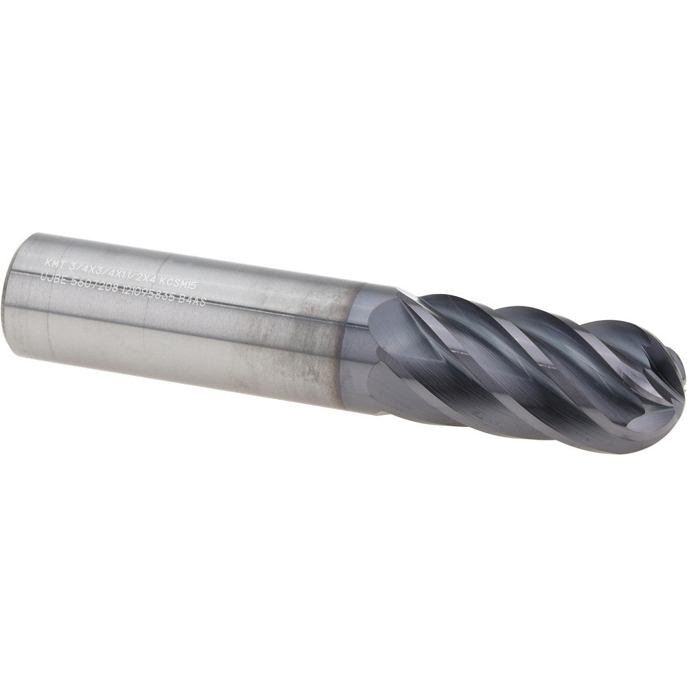Kennametal 5607208 Ball End Mill 3/4" Dia, 1-1/2" LOC, 6 Flute, Solid Carbide