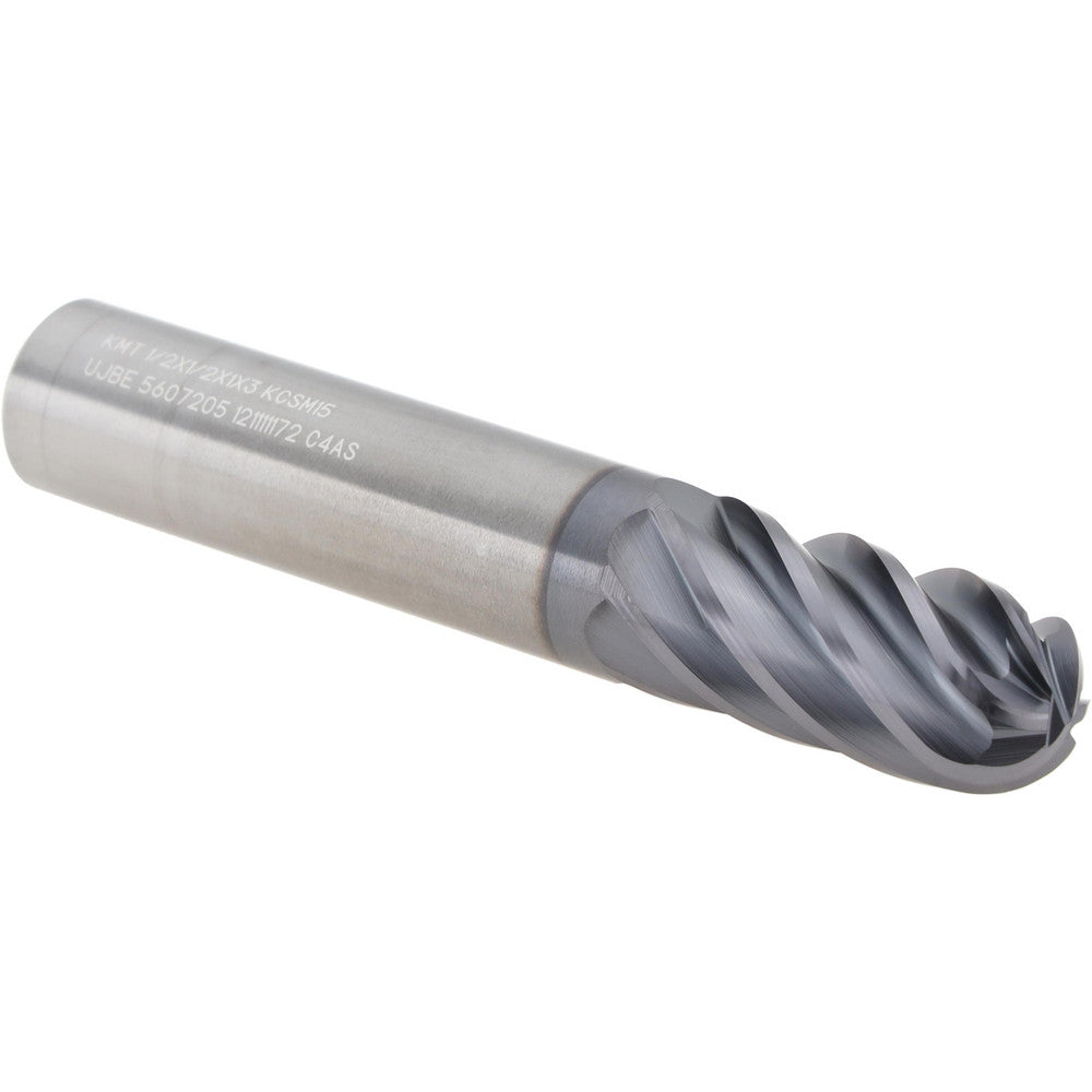 Kennametal 5607205 Ball End Mill 1/2" Dia, 1" LOC, 6 Flute, Solid Carbide