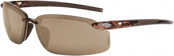 CrossFire 29117 Safety Glass Scratch-Resistant, Polycarbonate, Brown Flash Mirror Lenses, Full-Framed, UV Protection