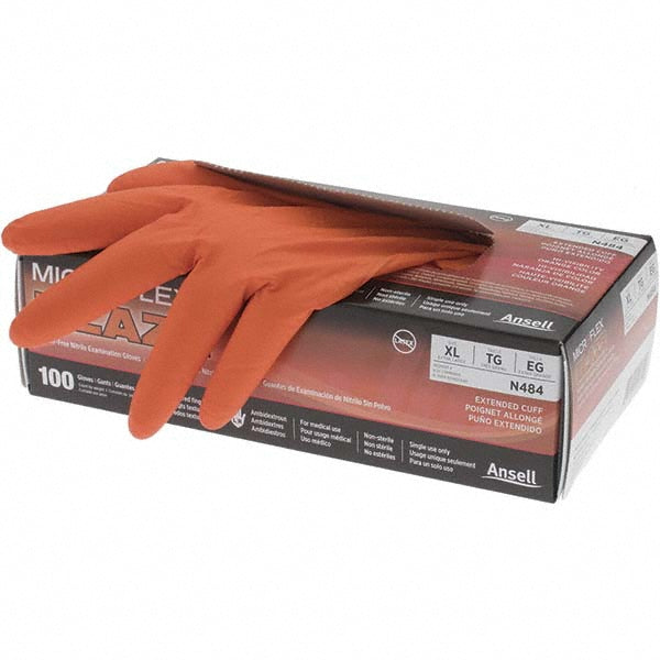 Ansell N484 Series Microflex Blaze Disposable Gloves Size X-Large, 5.1 mil, Uncoated-Coated Nitrile, Industrial Grade, Unpowdered