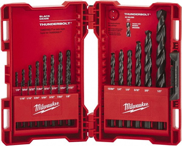 Milwaukee Tool 48-89-2801 Drill Bit Set Maintenance Length Drill Bits, 21 Pc, 0.0625" to 0.1406" Drill Bit Size, 135 &deg, High Speed Steel