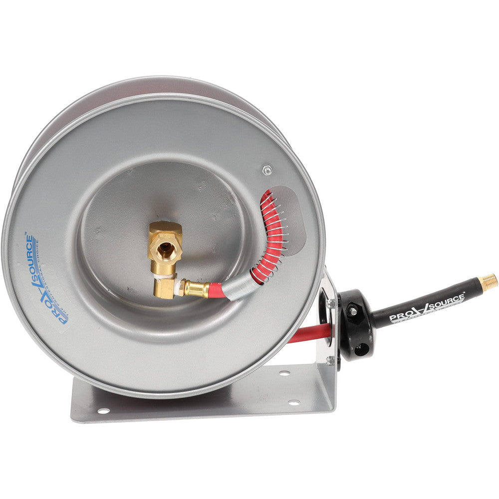 Pro-Source 2857521525PRO Hose Reel with Hose 1/4" ID Hose x 15', Spring Retractable