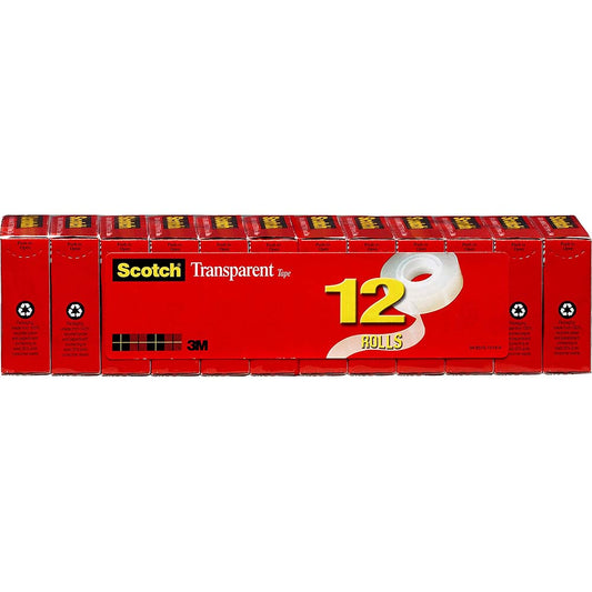 Scotch 7100104287 Packing Tape 3/4" Wide, Clear, Rubber Adhesive
