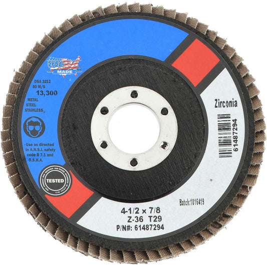 CGW Abrasives 29441RWB Flap Disc 7/8" Hole, 36 Grit, Zirconia Alumina, Type 29