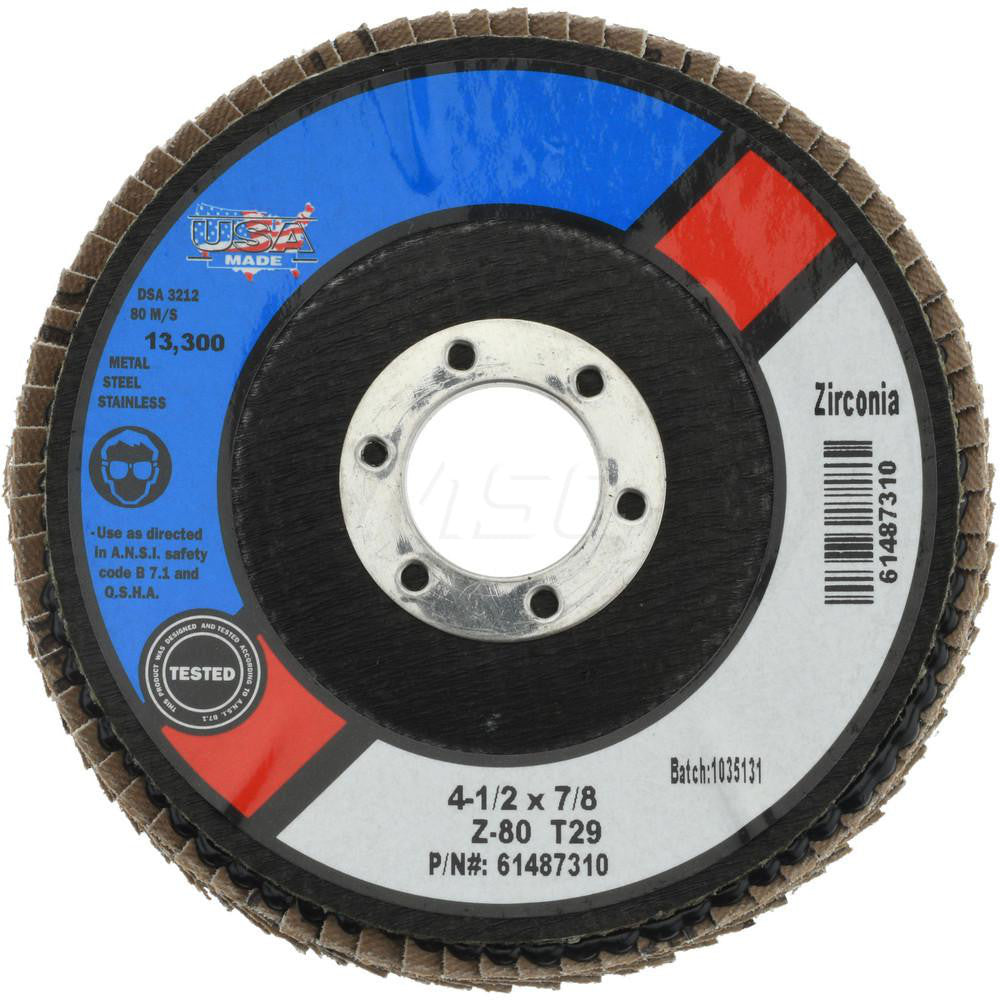 CGW Abrasives 29445RWB Flap Disc 7/8" Hole, 80 Grit, Zirconia Alumina, Type 29