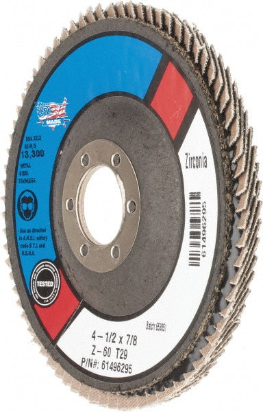 CGW Abrasives 29444RWB Flap Disc 7/8" Hole, 60 Grit, Zirconia Alumina, Type 29