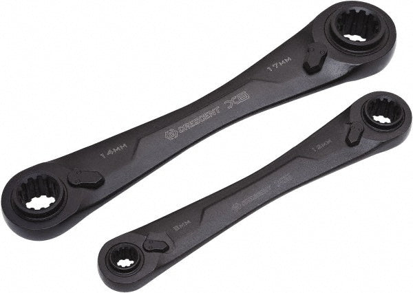 Crescent CX6DBS2 Ratcheting Box Wrench Set 2 Pc, 1/2" 11/16" 3/4" 3/8" 5/16" 5/8" 7/16" & 9/16" Wrench, Inch
