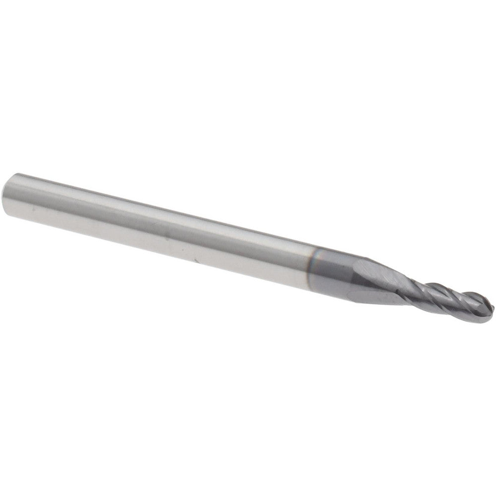 Accupro 12464204 Ball End Mill 0.0800" Dia, 0.2400" LOC, 4 Flute, Solid Carbide