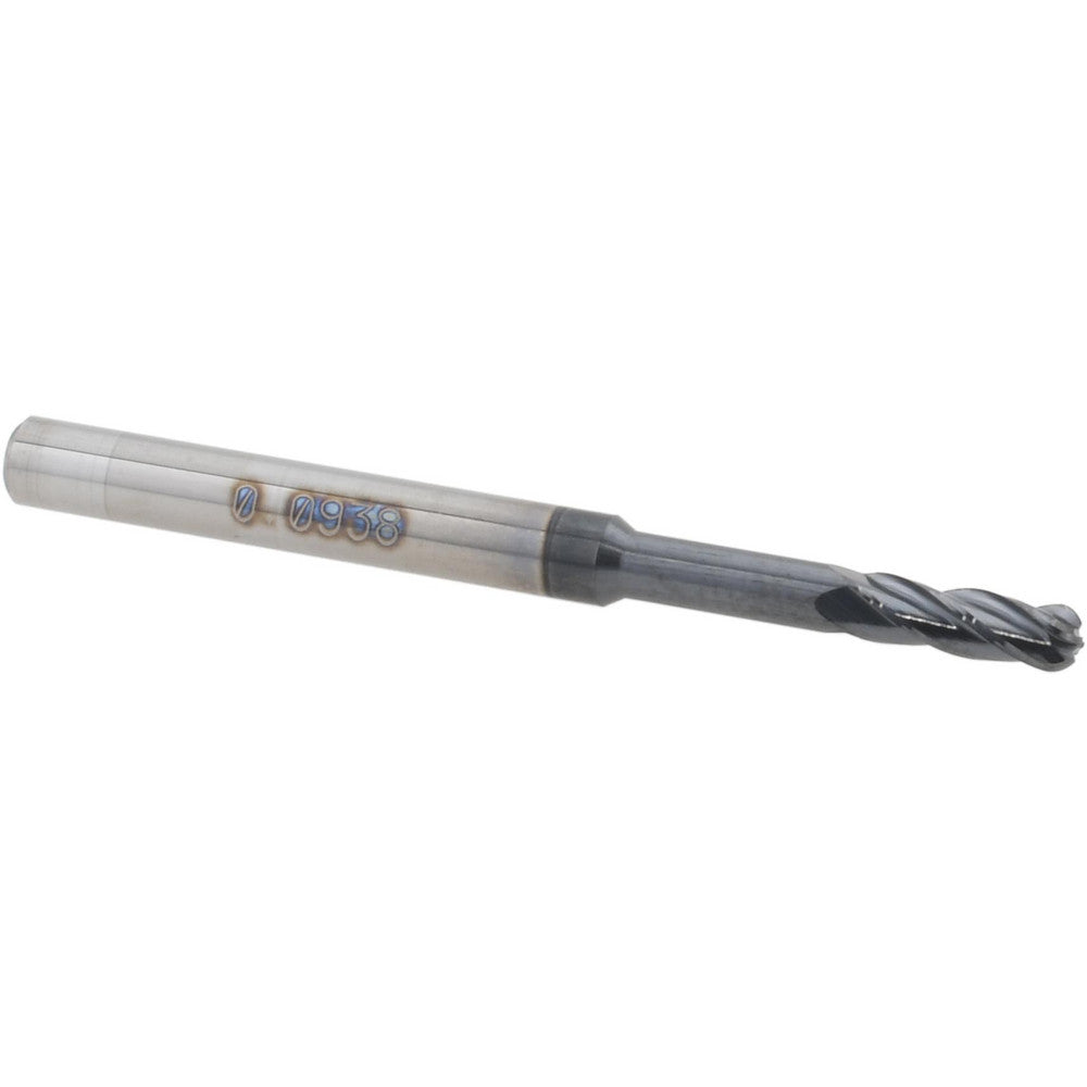 Accupro 14797516 Ball End Mill 3/32" Dia, 0.2790" LOC, 4 Flute, Solid Carbide