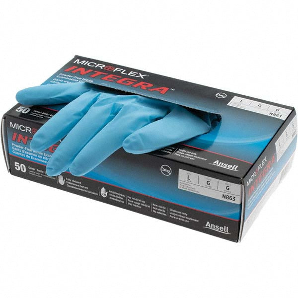 Ansell N863 Series Microflex Integra Disposable Gloves Size Large, 6.7 mil, Uncoated-Coated Nitrile, Medical Grade, Unpowdered