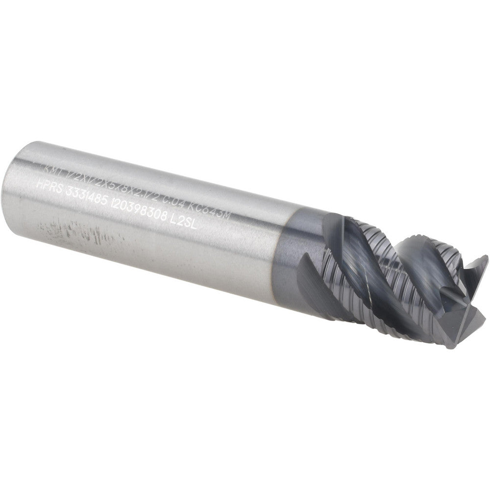 Kennametal 3331485 Roughing End Mill 1/2" Dia, 4 Flutes, 0.04" Corner Radius, Solid Carbide