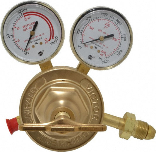 Victor 0781-0584 510 CGA Inlet Connection, Male Fitting, 15 Max psi, Acetylene Welding Regulator