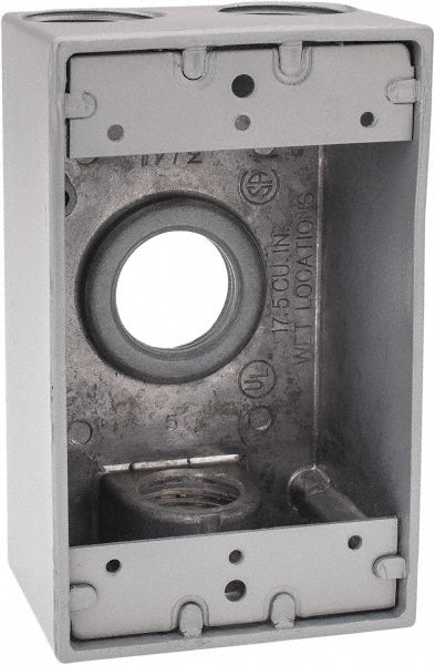 Thomas & Betts DIH4-2-LM Electrical Outlet Box Aluminum, Rectangle, 4-1/2" OAH, 2-1/2" OAW, 2" OAD, 1 Gang