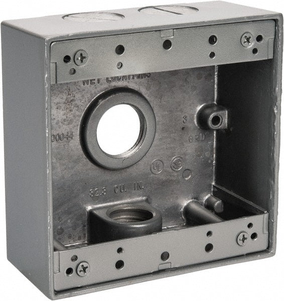 Thomas & Betts 2IH4-2 Electrical Outlet Box Aluminum, Square, 4-9/16" OAH, 4-5/8" OAW, 2-1/16" OAD, 2 Gangs