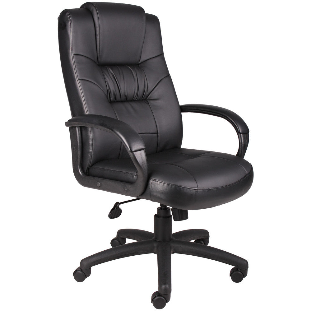 Boss Office Products B7501 Executive High Back Chair Task Chair PU Leather, 23-1/2" Seat Height, Black, Adjustable Height