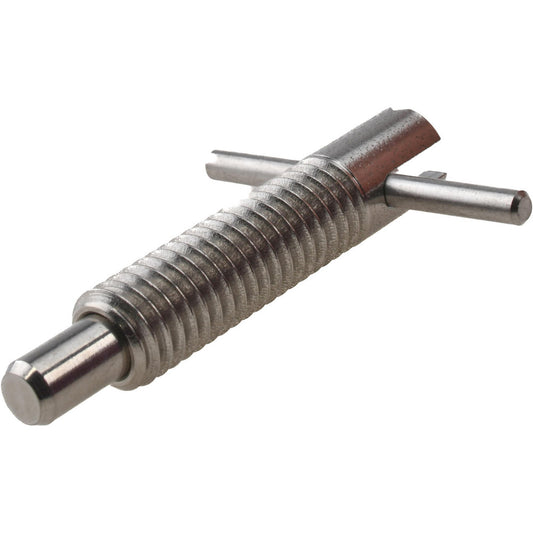 Vlier SFRT375 3/8-16 Thread, 2" Body Length, 3/8" Plunger Projection, 0.233" Plunger Diam, Stainless Steel, Locking T Handle Plunger