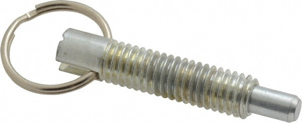 Vlier PR375P 3/8-16, 1.2" Thread Length, 0.233" Plunger Diam, 3/8" Plunger Projection, 2 Lb Init to 4 Lb Final End Force, Steel Locking Pull Ring Plunger