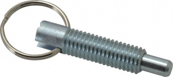 Vlier PR500 1/2-13, 1.4" Thread Length, 5/16" Plunger Diam, 1/2" Plunger Projection, 2.5 Lb Init to 5 Lb Final End Force, Steel Locking Pull Ring Plunger