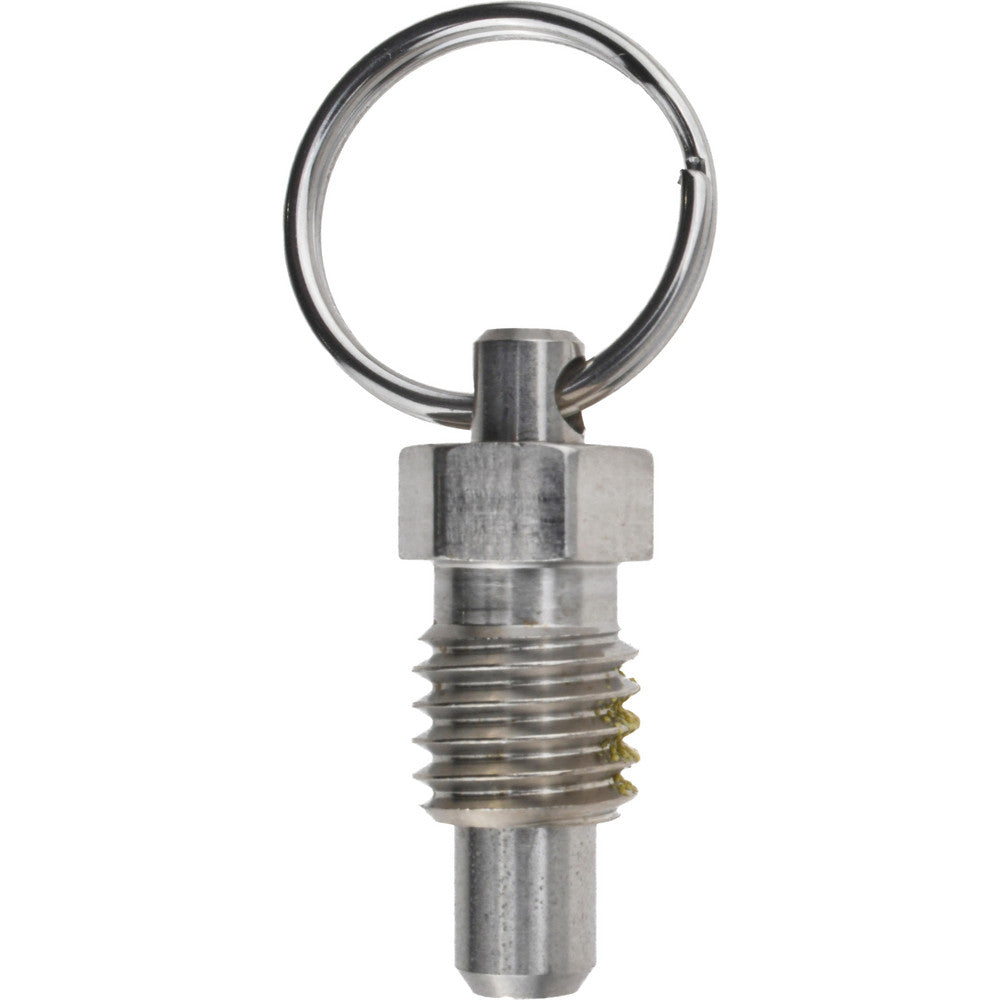 Vlier SPRSN500P 1/2-13, 0.41" Thread Length, 0.31" Plunger Dia, 0.38" Plunger Projection, 1 Lb Init to 4 Lb Final End Force, Stainless Steel Pull Ring Plunger