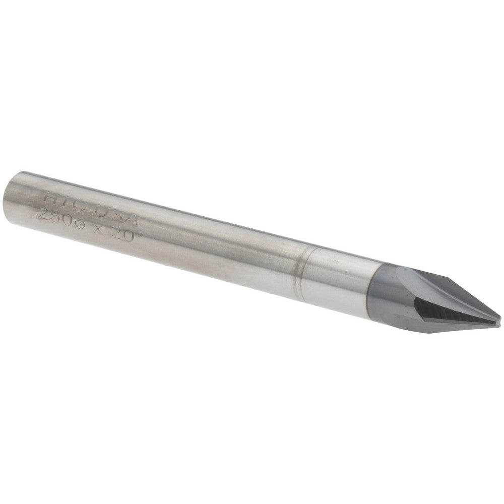 Harvey Tool 18520-C3 Chamfer Mill 1/4" Dia, 1/4" Shank Dia, 40 deg, 3 Flute, Solid Carbide, Single End