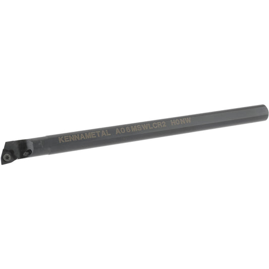 Kennametal 1328642 Indexable Boring Bar A06SWLCR2, 12.19 mm Min Bore Dia, Right Hand Cut, 3/8" Shank Dia, -5 &deg Lead Angle, Steel