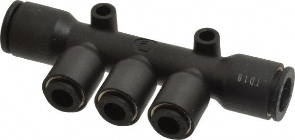 Legris 3304 60 56 Push-To-Connect Push On Tube Fitting Multiple Tee with Mounting Holes, Tee 3/8 x 1/4" OD