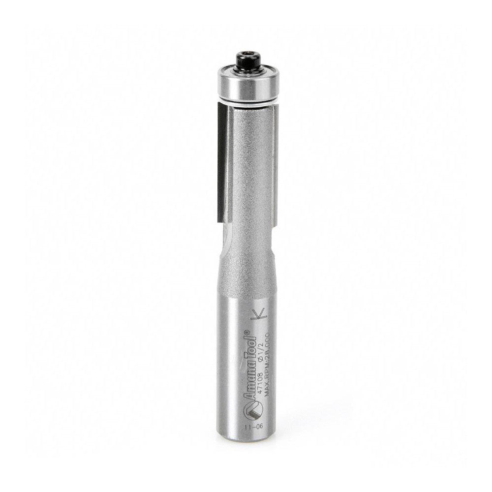 Amana Tool 47108 1/2" Diam, 1" LOC, 2 Flute Carbide-Tipped Edge Profile Flush Trim Router Bit