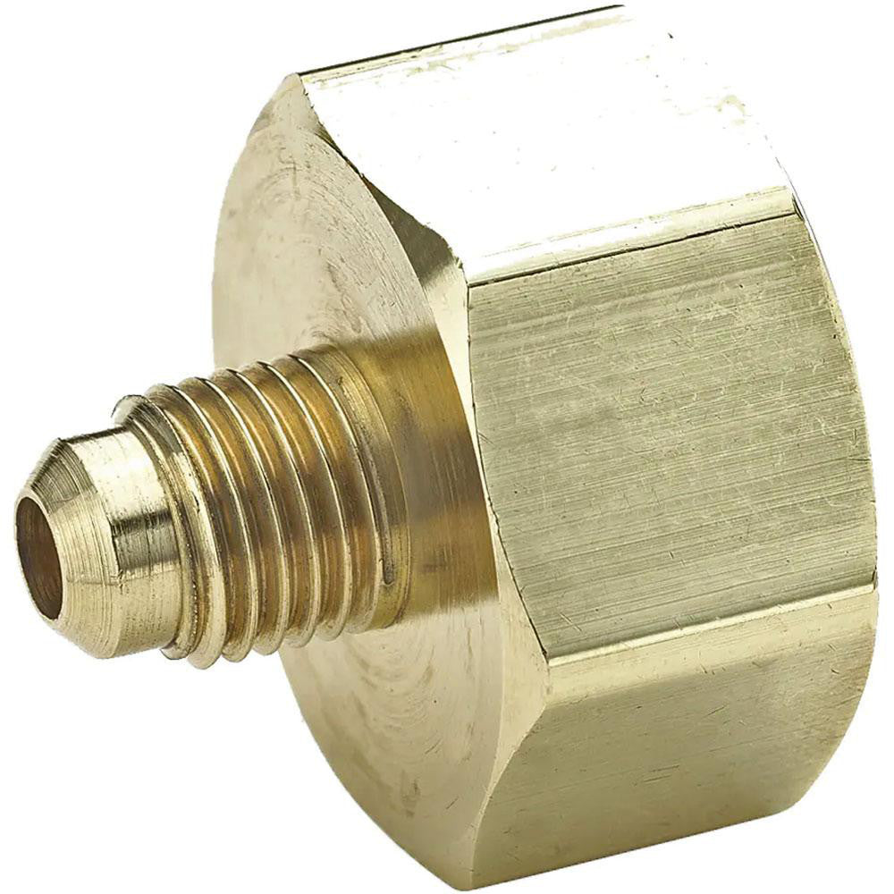 Parker 1F-4-12 Brass Flared Tube Refrigerant Drum Adapter 1/4" Tube OD, 3/4-14 Thread, 45 &deg Flared Angle