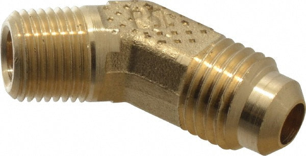 Parker 159F-4-2 Brass Flared Tube Male 45 &deg Elbow 1/4" Tube OD, 1/8-27 Thread, 45 &deg Flared Angle