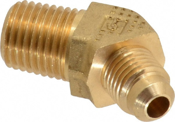 Parker 159F-4-4 Brass Flared Tube Male 45 &deg Elbow 1/4" Tube OD, 1/4-18 Thread, 45 &deg Flared Angle