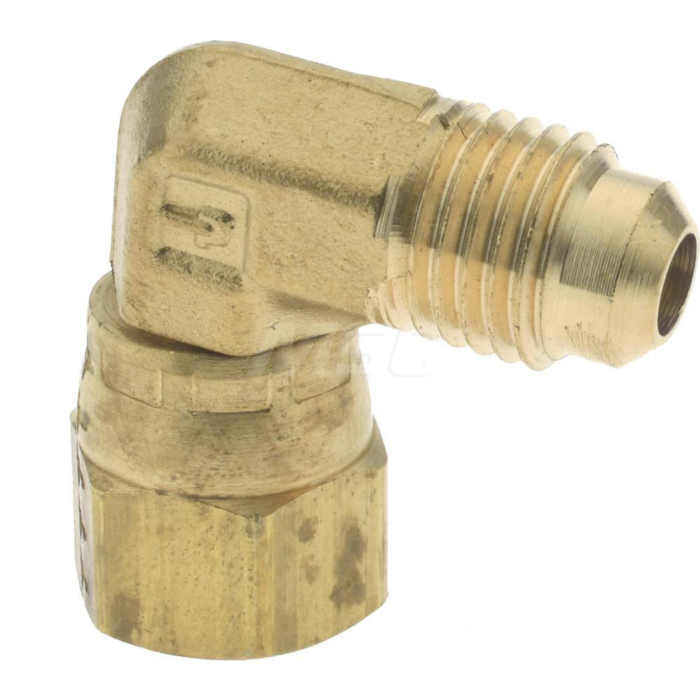 Parker 166FSV-4-4 Brass Flared Tube Swivel Nut Elbow 1/4" Tube OD, 7/16-20 Thread, 90 &deg Flared Angle