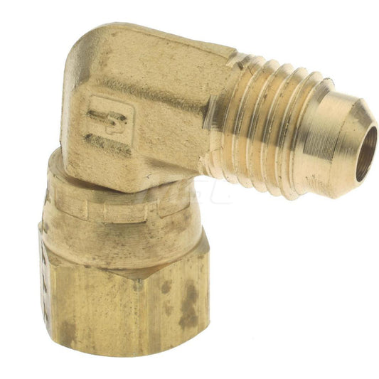 Parker 166FSV-4-4 Brass Flared Tube Swivel Nut Elbow 1/4" Tube OD, 7/16-20 Thread, 90 &deg Flared Angle