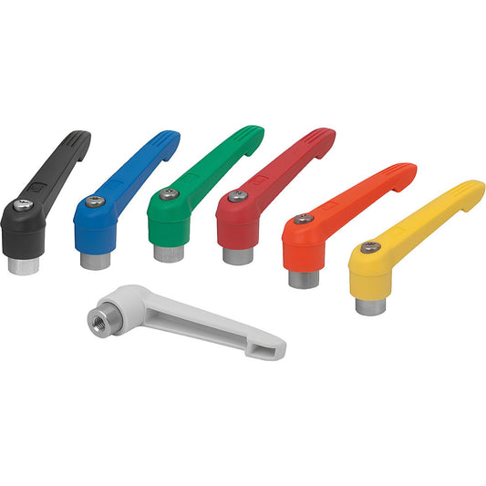 KIPP K0270.4121 Tension Lever Adjustable Clamping Handle M12 x 1.75 Thread, 25.5 mm Hub Dia, Fiberglass Reinforced Plastic