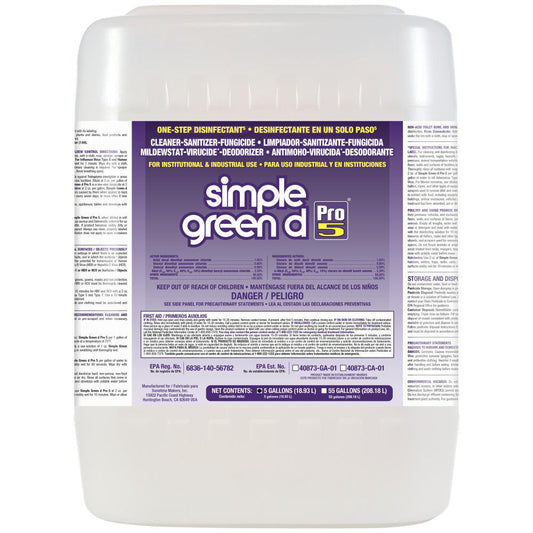 Simple Green 3400000130505 d Pro, 5 One Step Disinfectant, 5 gal Pail
