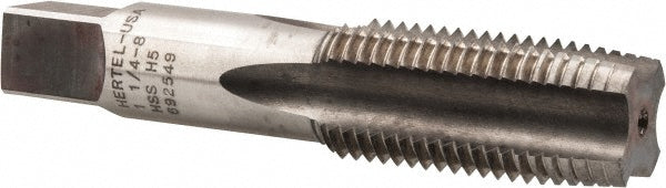 Hertel 87017 1-1/4 - 8 Taper RH H5 Bright High Speed Steel 4-Flute Straight Flute Hand Tap