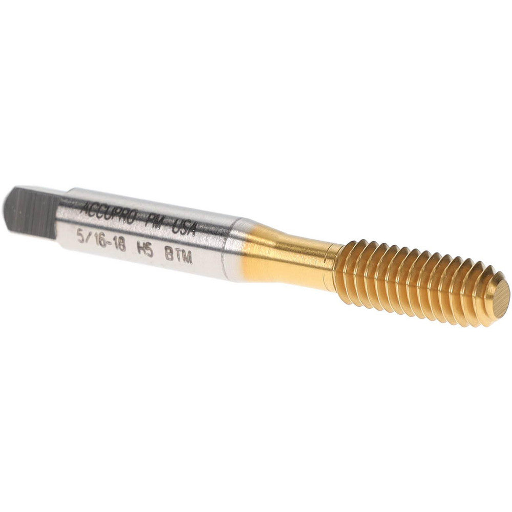 Accupro 13085-01T Thread Forming Tap 5/16-18 UNC, 3B Class of Fit, Bottoming Chamfer, High-Speed Steel, Titanium Nitride Finish