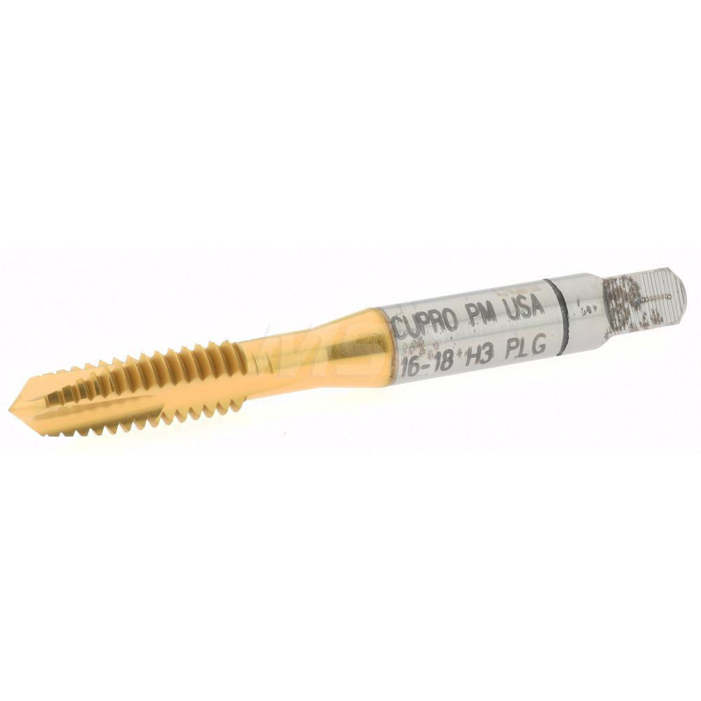 Accupro 30103-00T Spiral Point Tap 5/16-18 UNC, 3 Flutes, Plug Chamfer, 3B Class of Fit, High-Speed Steel-PM, TiN Coated