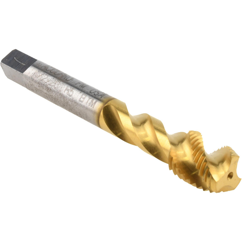 Accupro 40175-00T Spiral Flute Tap 1/2-20, UNF, 3 Flute, Modified Bottoming Chamfer, 2B Class of Fit, Powdered Metal, TiN Finish