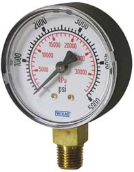 Wika 4253159 Pressure Gauge 2-1/2" Dial, 0 to 200 psi, 1/4" Thread, NPT, Lower Mount
